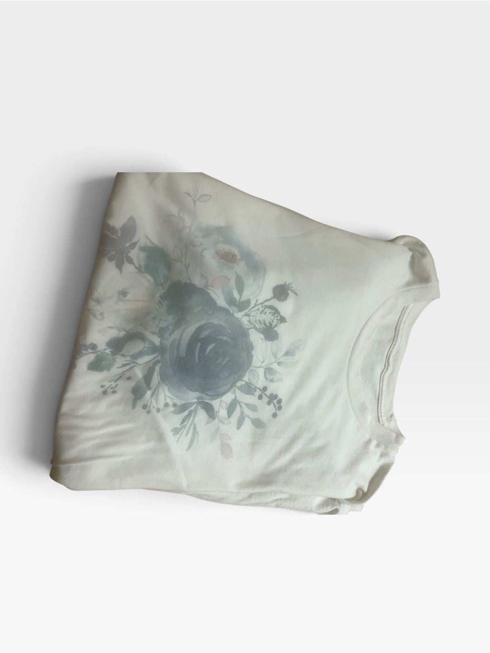 Kim Rogers L lFloral Print Cotton Bedding Throw - Cream with Gray-Green Flora